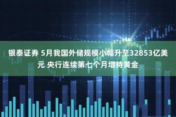 银泰证券 5月我国外储规模小幅升至32853亿美元 央行连续第七个月增持黄金