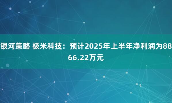 银河策略 极米科技：预计2025年上半年净利润为8866.22万元