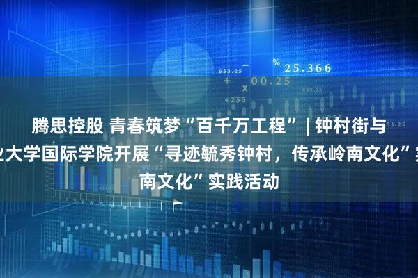 腾思控股 青春筑梦“百千万工程” | 钟村街与广东工业大学国际学院开展“寻迹毓秀钟村，传承岭南文化”实践活动
