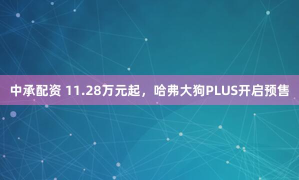 中承配资 11.28万元起，哈弗大狗PLUS开启预售